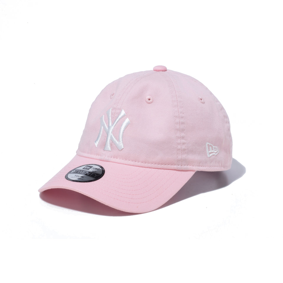 Youth 9TWENTY ウォッシュドコットン ニューヨーク・ヤンキース ピンク × ホワイト ハンドウォッシャブル