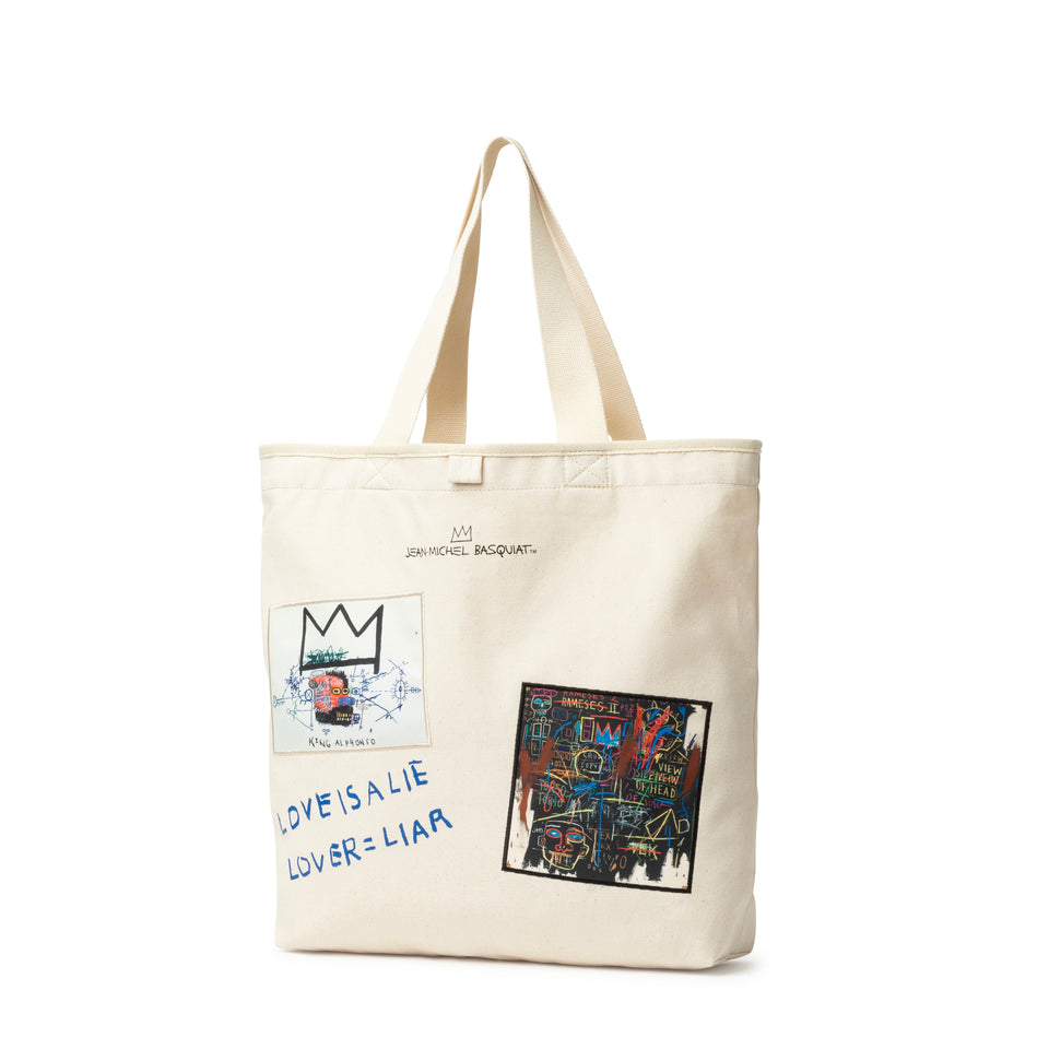キャンバストート 22L JEAN MICHEL BASQUIAT ジャン=ミシェル・バスキア  LOVE IS A LIE LOVER=LIAR アイボリー