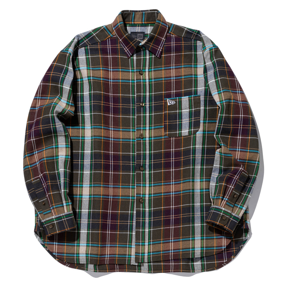 長袖 タータンチェックシャツ BLACK LABEL FW23 オリーブチェック