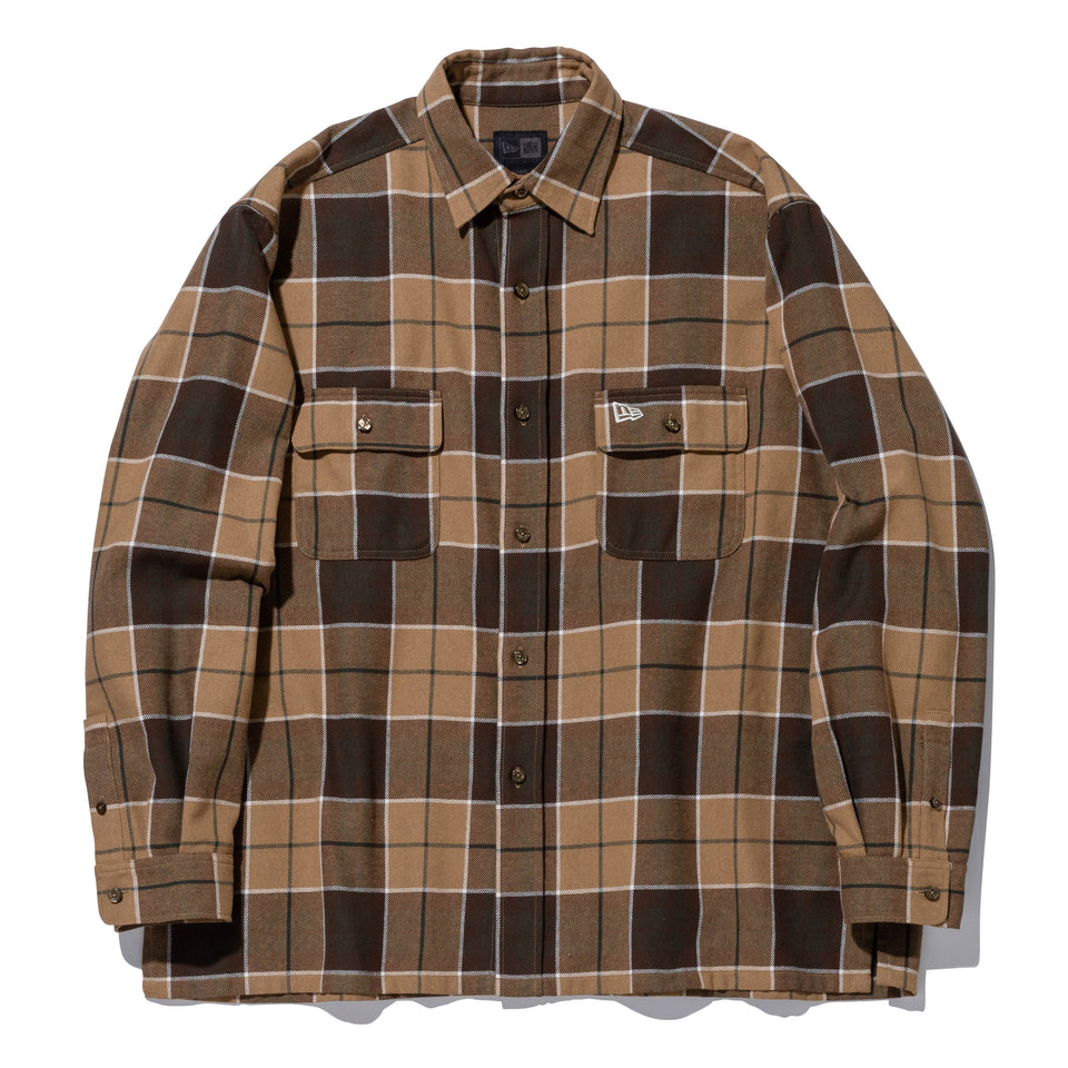 長袖 マルチチェックシャツ BLACK LABEL FW23 カーキ