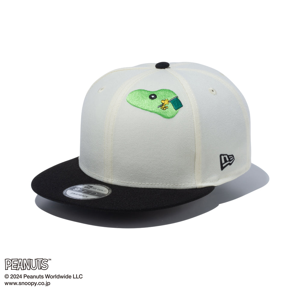 【ゴルフ】9FIFTY PEANUTS ピーナッツ クロームホワイト ブラックバイザー