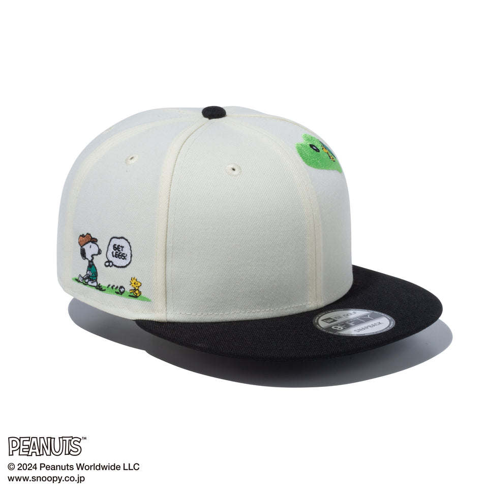 【ゴルフ】9FIFTY PEANUTS ピーナッツ クロームホワイト ブラックバイザー