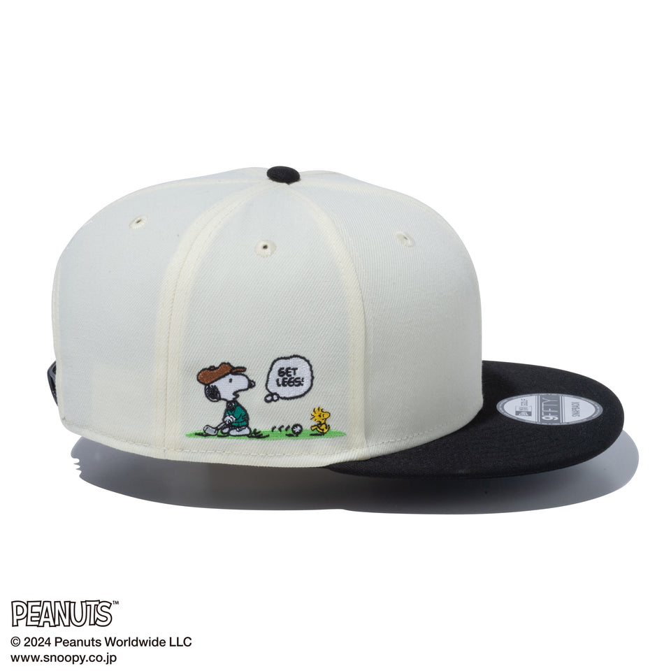 【ゴルフ】9FIFTY PEANUTS ピーナッツ クロームホワイト ブラックバイザー