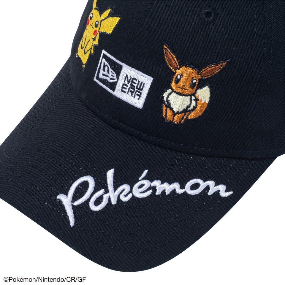 【ゴルフ】 9TWENTY ロングバイザー Pokémon ポケモン ピカチュウ イーブイ ブラック
