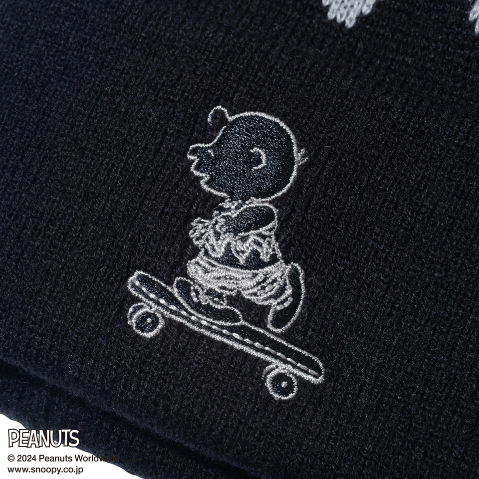 ベーシック カフニット PEANUTS ピーナッツ チャーリー・ブラウン スケートボード ブラック
