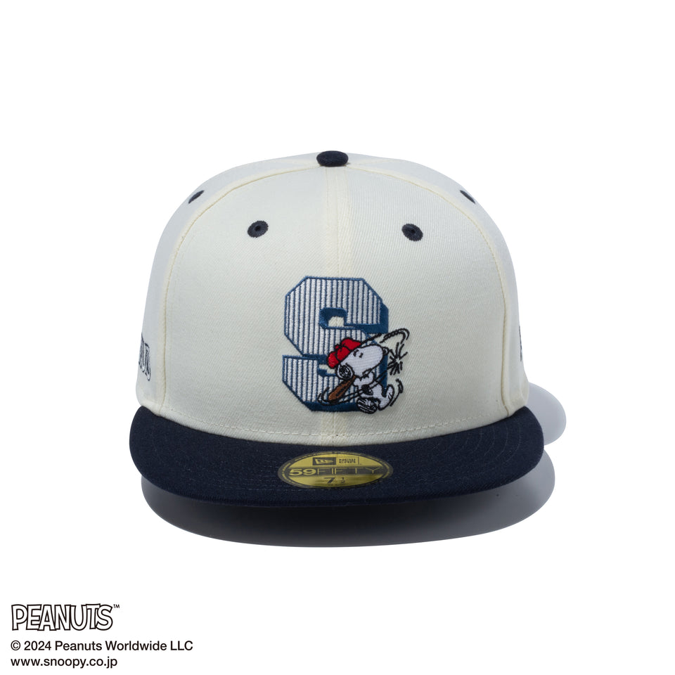 59FIFTY PEANUTS ピーナッツ スヌーピー 野球 クロームホワイト ネイビーバイザー