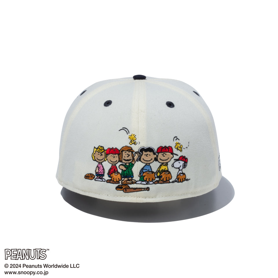 59FIFTY PEANUTS ピーナッツ スヌーピー 野球 クロームホワイト ネイビーバイザー