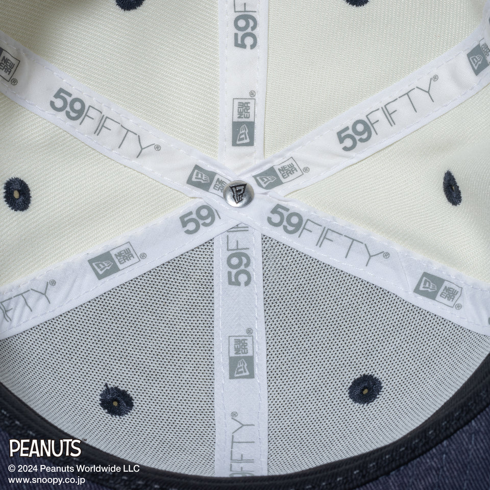 59FIFTY PEANUTS ピーナッツ スヌーピー 野球 クロームホワイト ネイビーバイザー