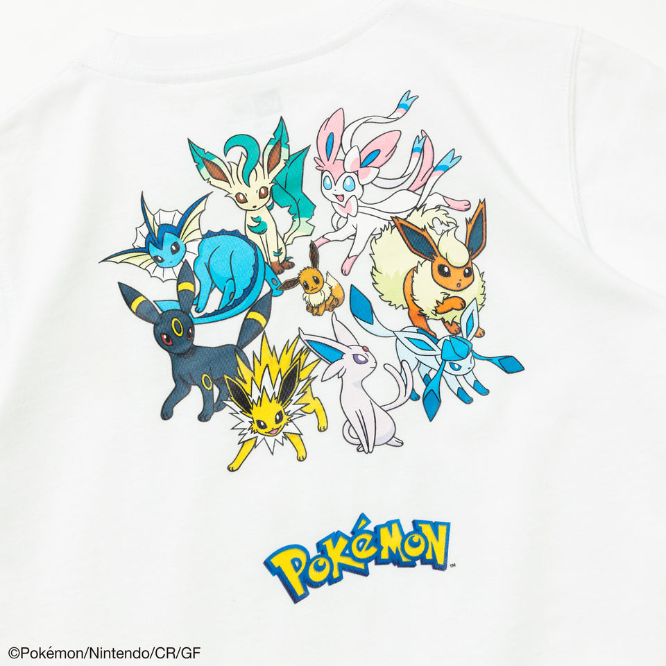 Youth 半袖 コットン Tシャツ Pokémon ポケモン ピカチュウ イーブイフレンズ ホワイト