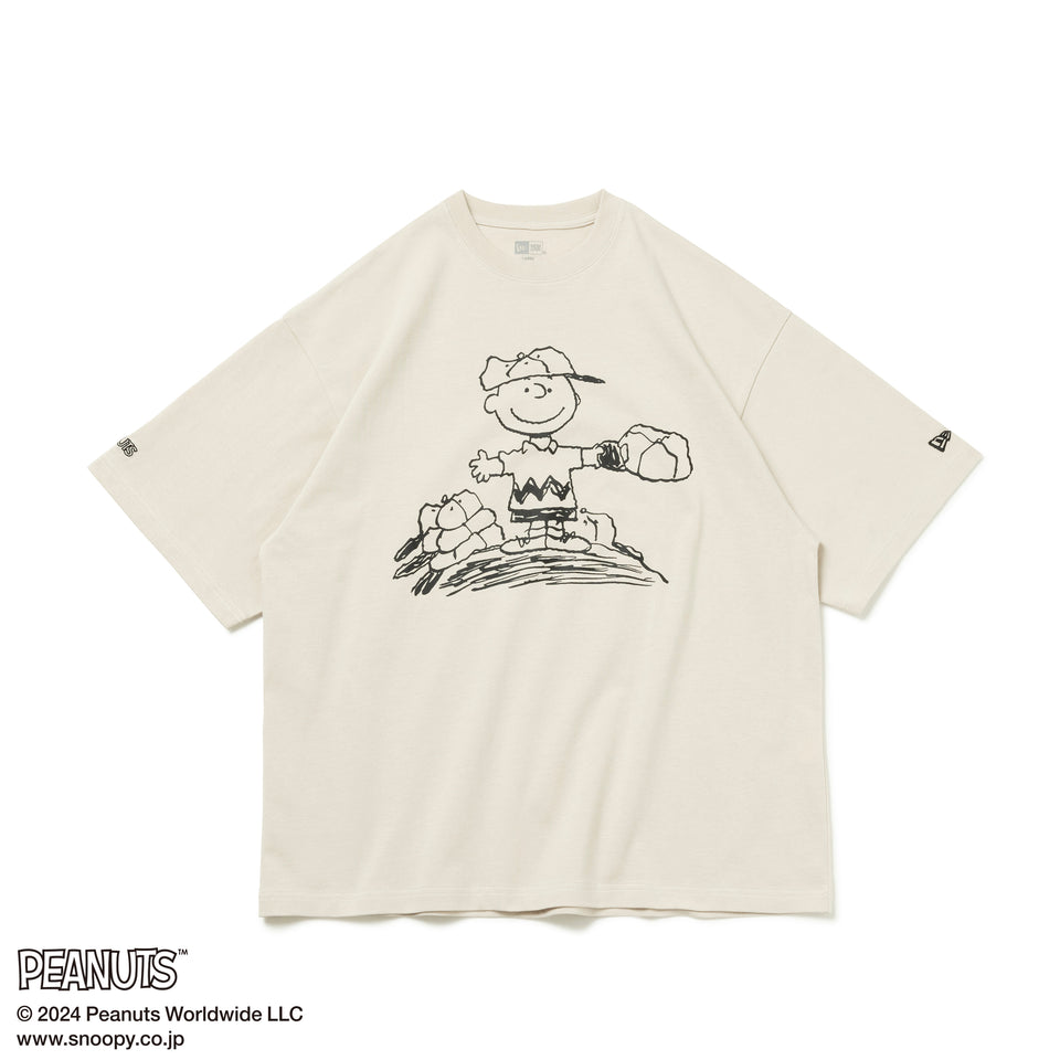 半袖 オーバーサイズド コットン Tシャツ PEANUTS ピーナッツ チャーリー・ブラウン 野球 ストーン