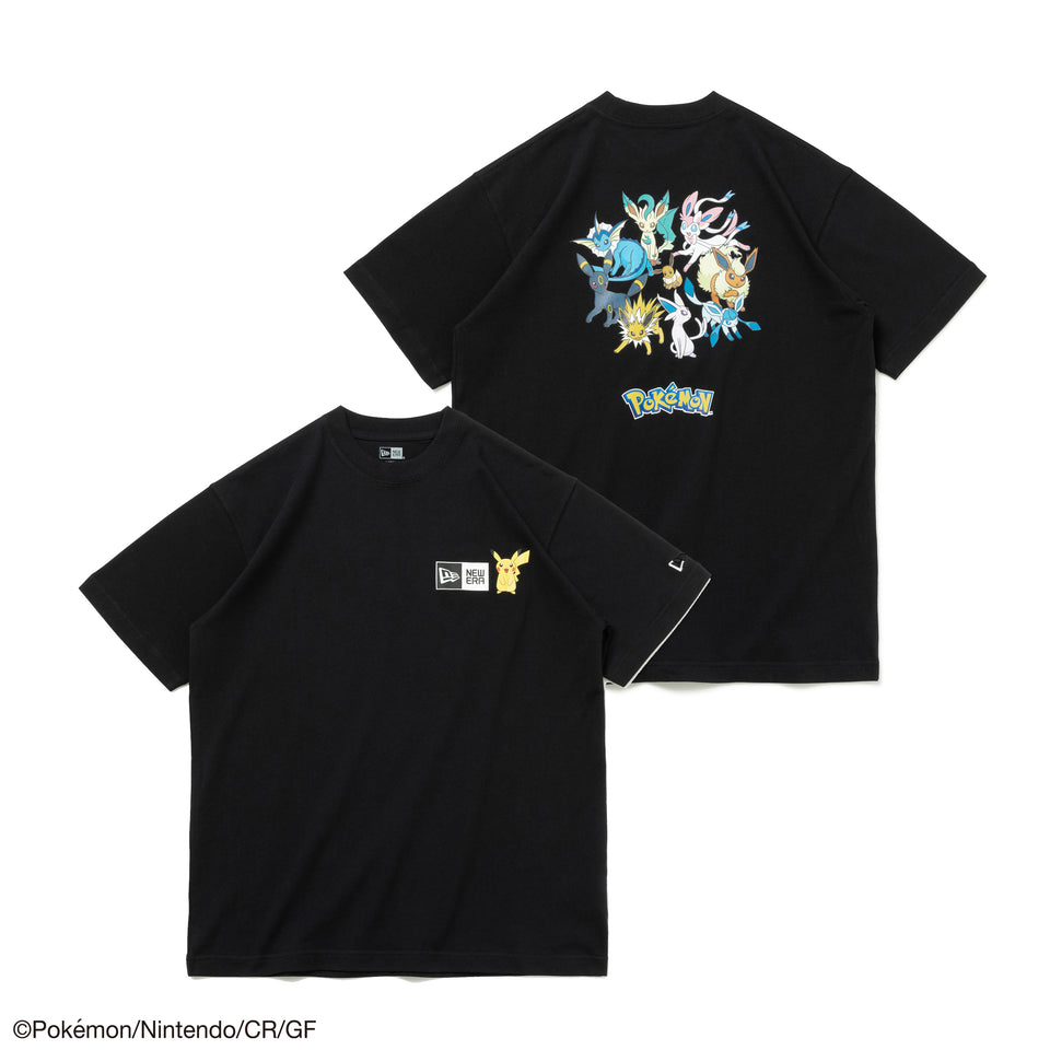半袖 コットン Tシャツ Pokémon ポケモン ピカチュウ イーブイフレンズ ブラック レギュラーフィット