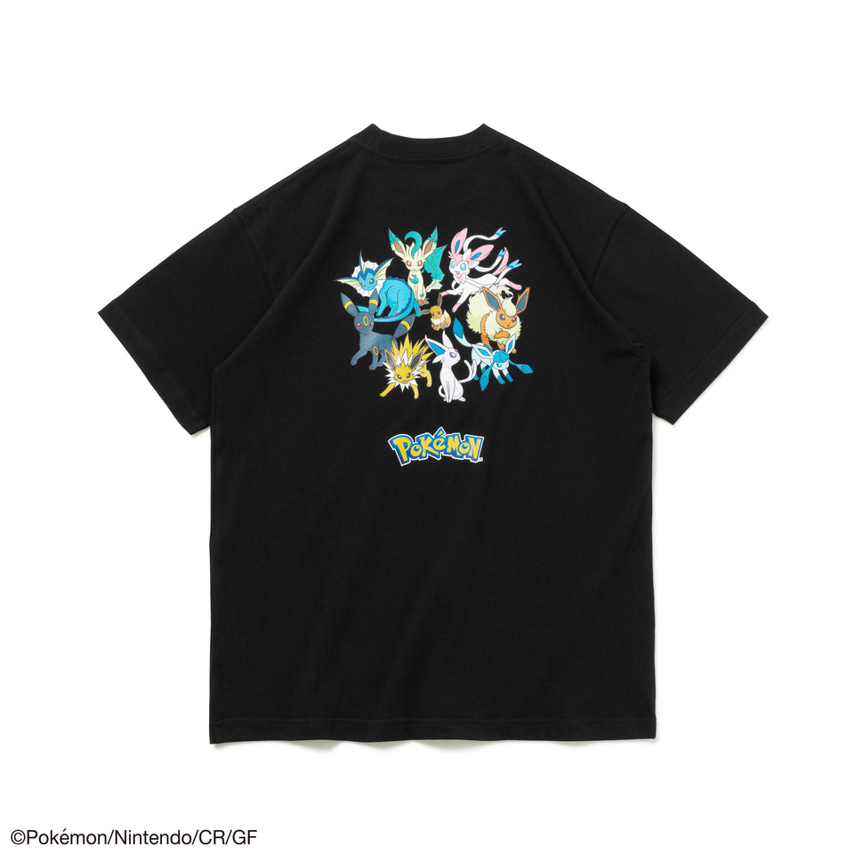 半袖 コットン Tシャツ Pokémon ポケモン ピカチュウ イーブイフレンズ ブラック レギュラーフィット