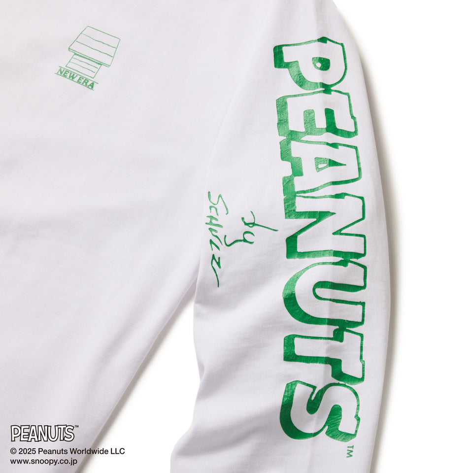 長袖 オーバーサイズド コットン Tシャツ PEANUTS ピーナッツ ホワイト