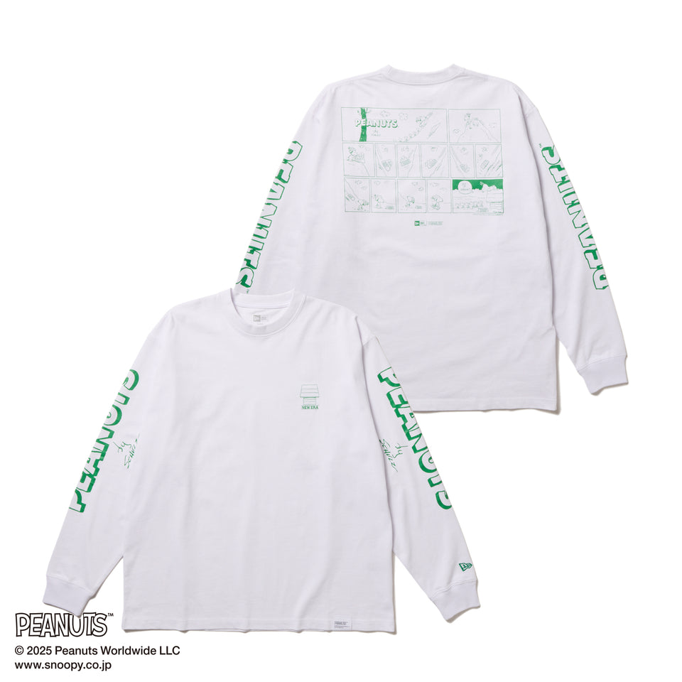 長袖 オーバーサイズド コットン Tシャツ PEANUTS ピーナッツ ホワイト