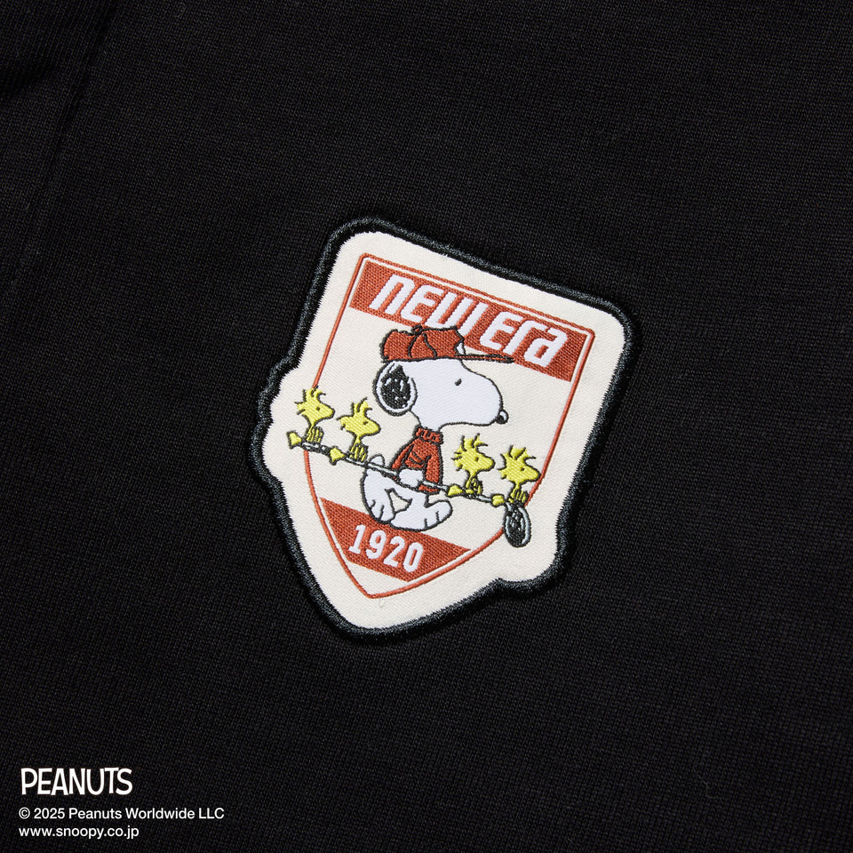 【ゴルフ】 ラグビーシャツ PEANUTS ピーナッツ ワッペン ブラック