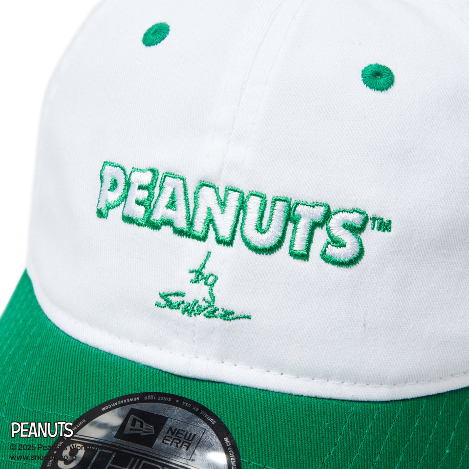 9THIRTY PEANUTS ピーナッツ ロゴ ホワイト ケリーグリーンバイザー