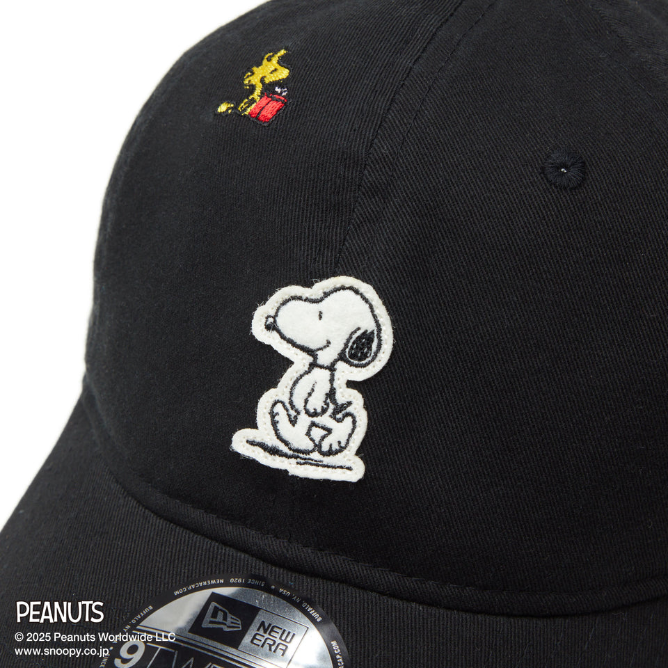 9TWENTY PEANUTS ピーナッツ スヌーピー ウッドストック フェルトパッチ ブラック