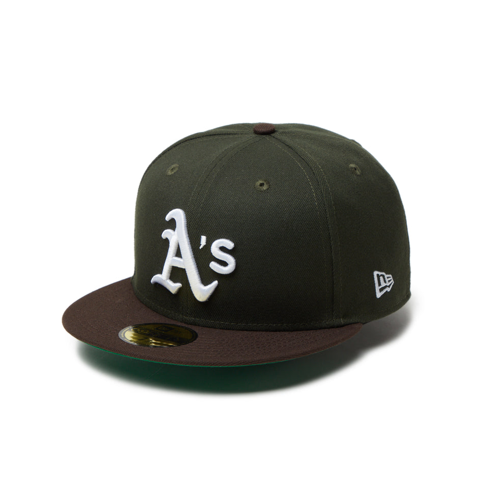 59FIFTY Powered by GORO NAKATSUGAWA（min-nano）オークランド・アスレチックス ダークシーウィード ブラウンバイザー