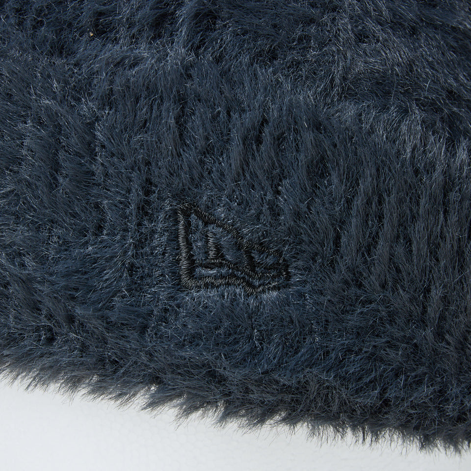 ベーシック カフニット Fluffy and Soft シャギー ネイビー
