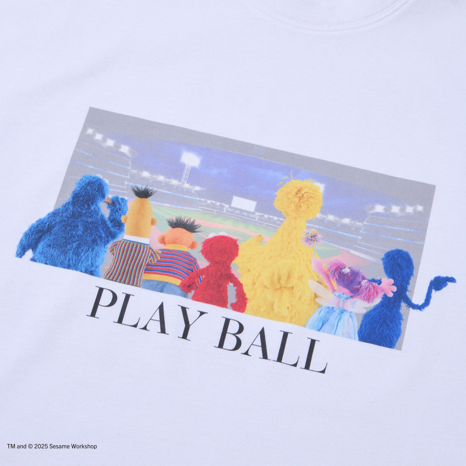 長袖 オーバーサイズド コットン Tシャツ SESAME STREET セサミストリート Baseball ホワイト