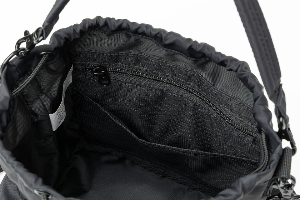 2WAY ドローストリング ポーチ 3L Y's FW25 ナイロンツイル ブラック