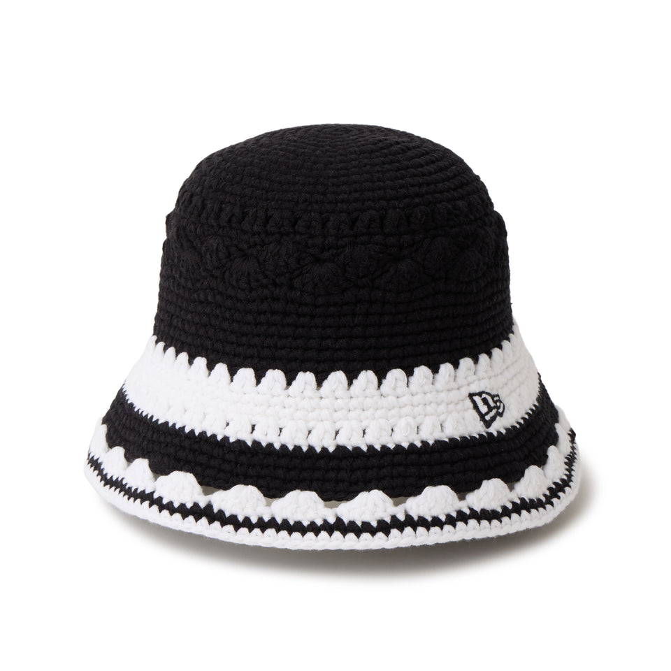 クロシェ ニットバケット Crochet Knit Border ブラック/ホワイト | NEW ERA ニューエラ公式オンラインストア