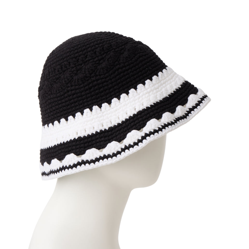クロシェ ニットバケット Crochet Knit Border ブラック/ホワイト | NEW ERA ニューエラ公式オンラインストア