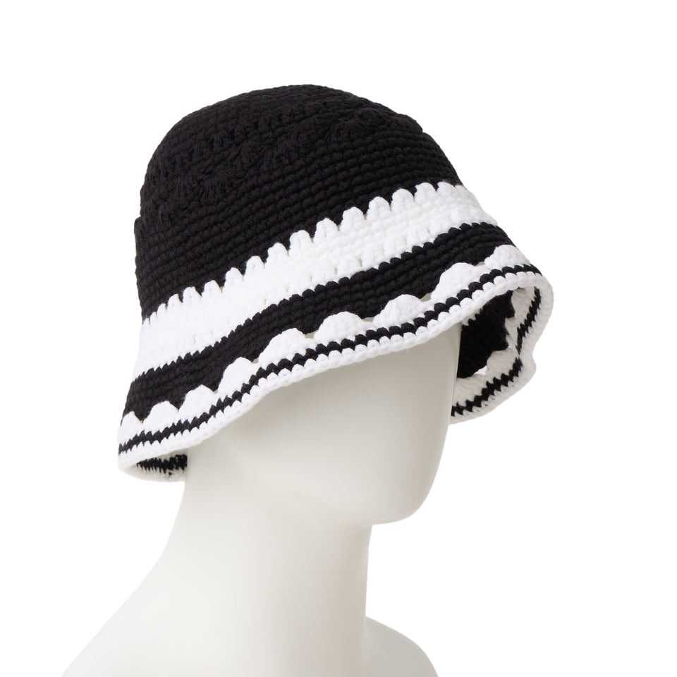 クロシェ ニットバケット Crochet Knit Border ブラック/ホワイト | NEW ERA ニューエラ公式オンラインストア