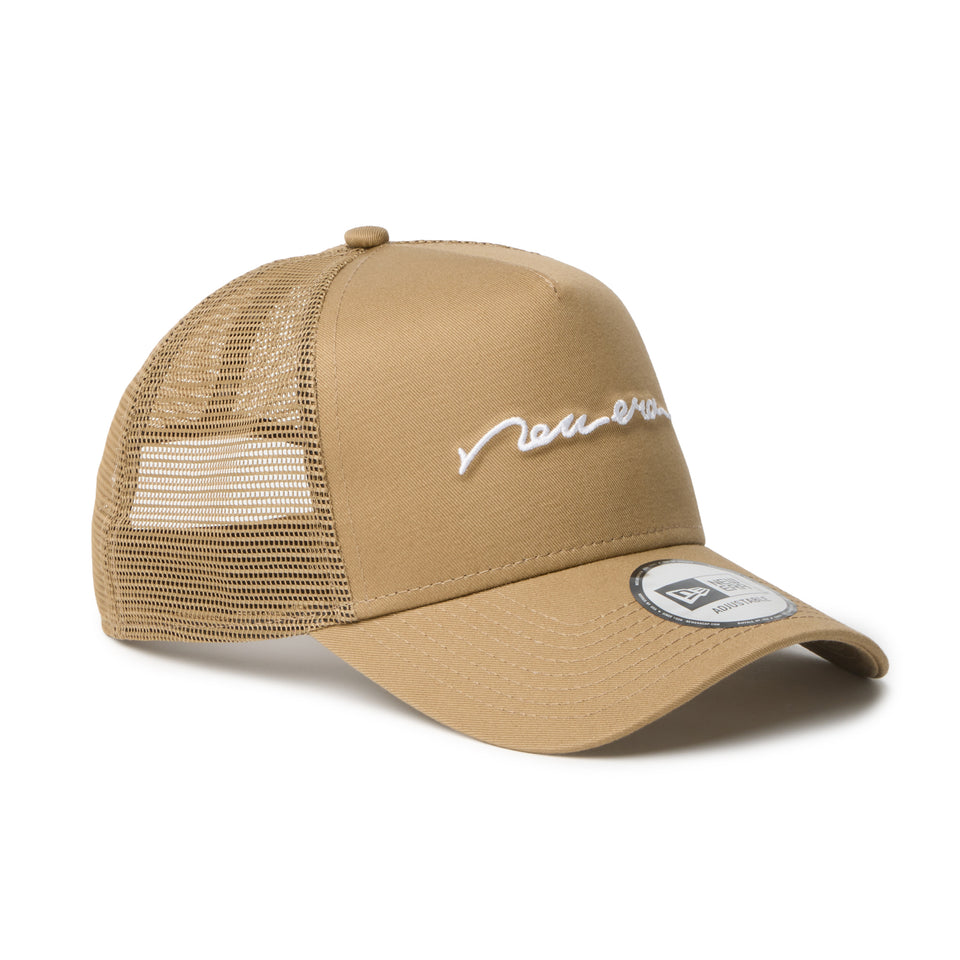 9FORTY A-Frame トラッカー Handwritten Logo Logo カーキ | NEW ERA ニューエラ公式オンラインストア