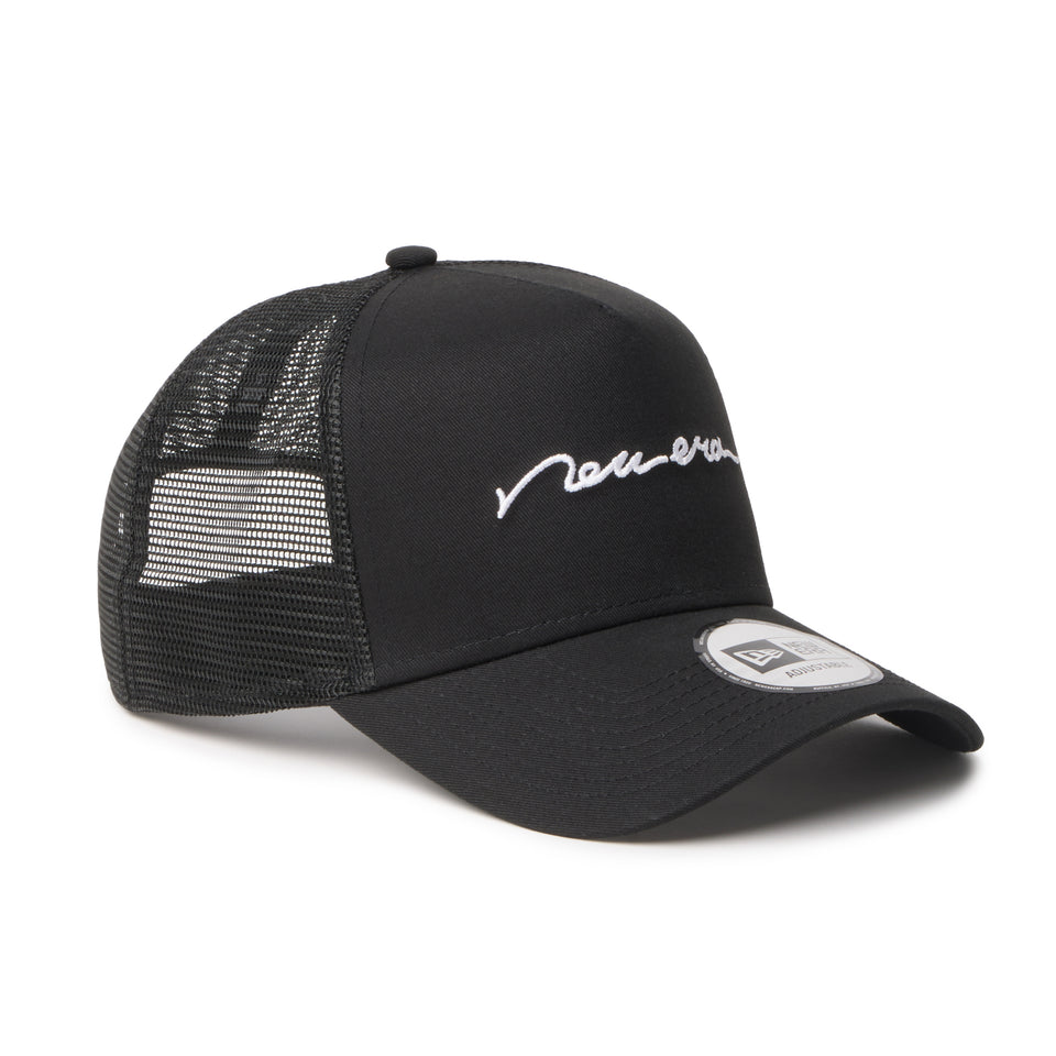 9FORTY A-Frame トラッカー Handwritten Logo Logo ブラック | NEW ERA ニューエラ公式オンラインストア