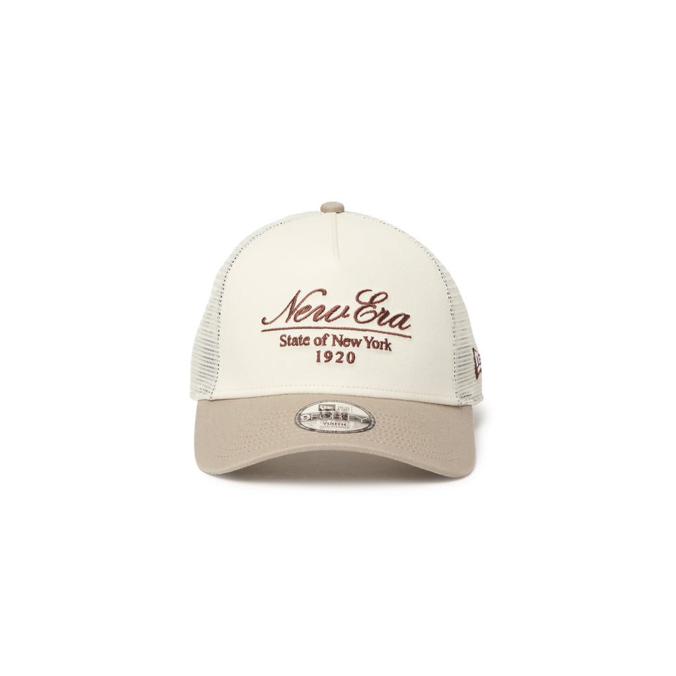 キッズ Youth 9FORTY A-Frame トラッカー Classic Script クロームホワイト/ペブル | NEW ERA ニューエラ公式オンラインストア