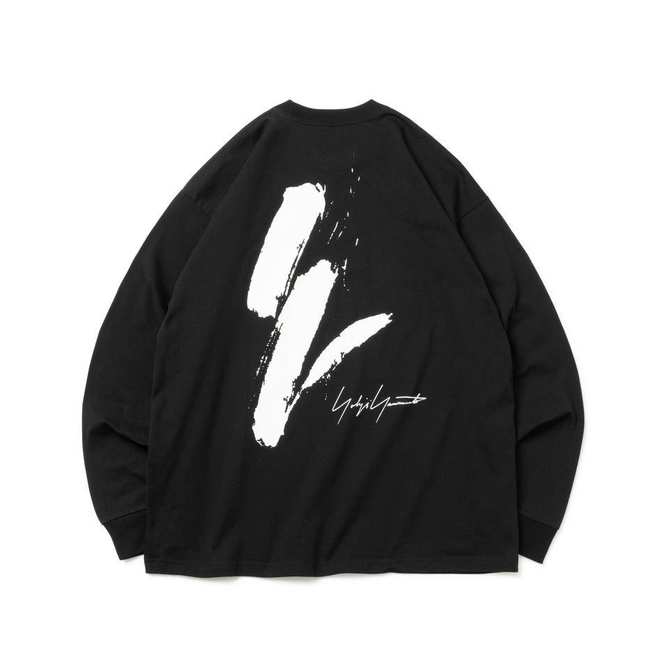 オーバーサイズド 長袖 コットン Tシャツ Yohji Yamamoto FW23 シグネチャーロゴ Yモチーフ ブラック