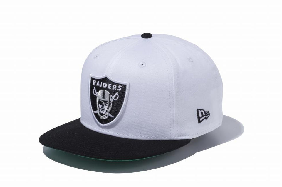 9FIFTY オークランド・レイダースシールドロゴ ホワイト × ブラック ブラックバイザー