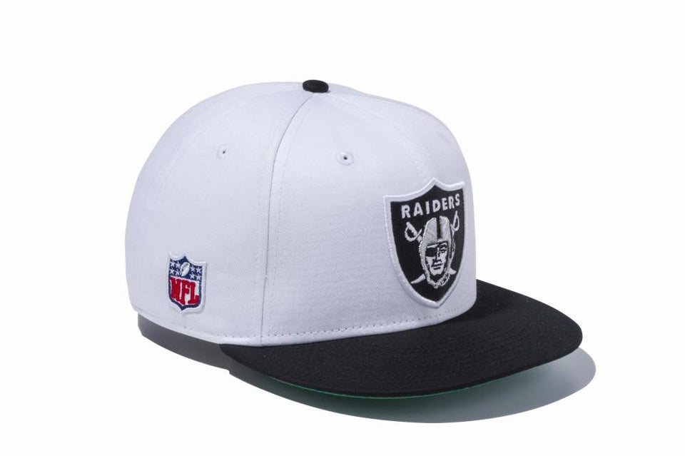 9FIFTY オークランド・レイダースシールドロゴ ホワイト × ブラック ブラックバイザー