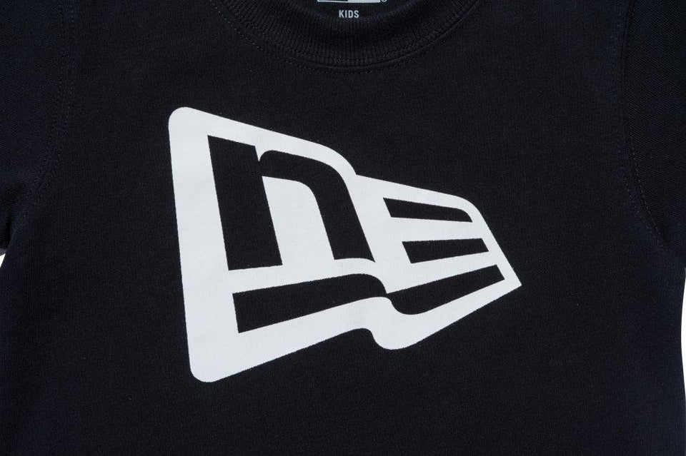 Child コットン Tシャツ フラッグロゴ ブラック × ホワイト