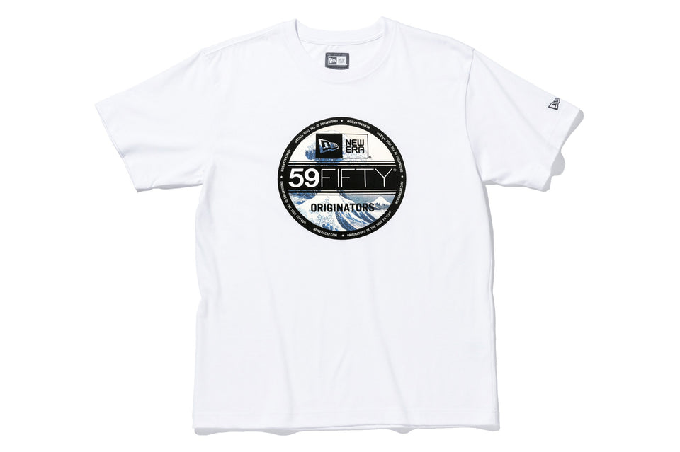 【ストア限定】 コットン Tシャツ バイザーステッカー 浮世絵 葛飾北斎 神奈川沖浪裏 ホワイト