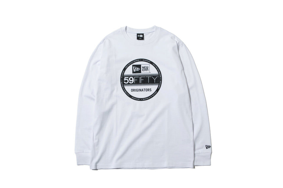 長袖 コットン Tシャツ バイザーステッカー ホワイト × ブラック レギュラーフィット