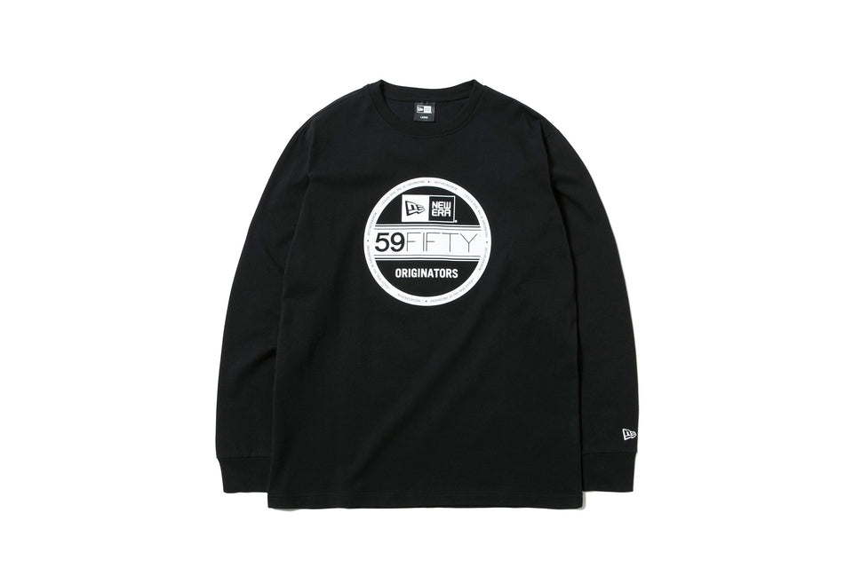 長袖 コットン Tシャツ バイザーステッカー ブラック × ホワイト レギュラーフィット