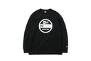 長袖 コットン Tシャツ バイザーステッカー ブラック × ホワイト レギュラーフィット