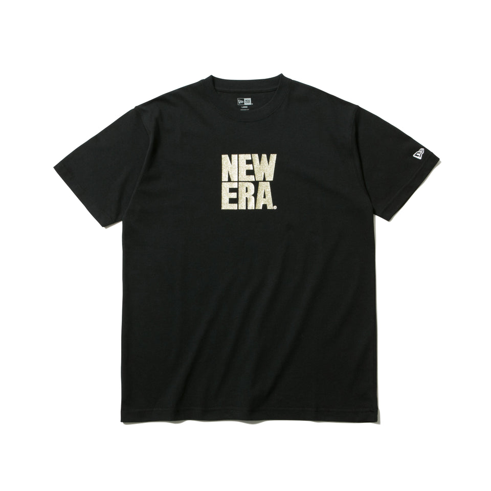 半袖 コットン Tシャツ スクエアニューエラ ブラック × ゴールド レギュラーフィット