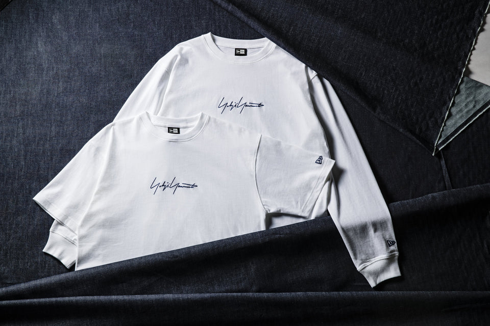 長袖 コットン Tシャツ Yohji Yamamoto SS19 ホワイト × ライトネイビー