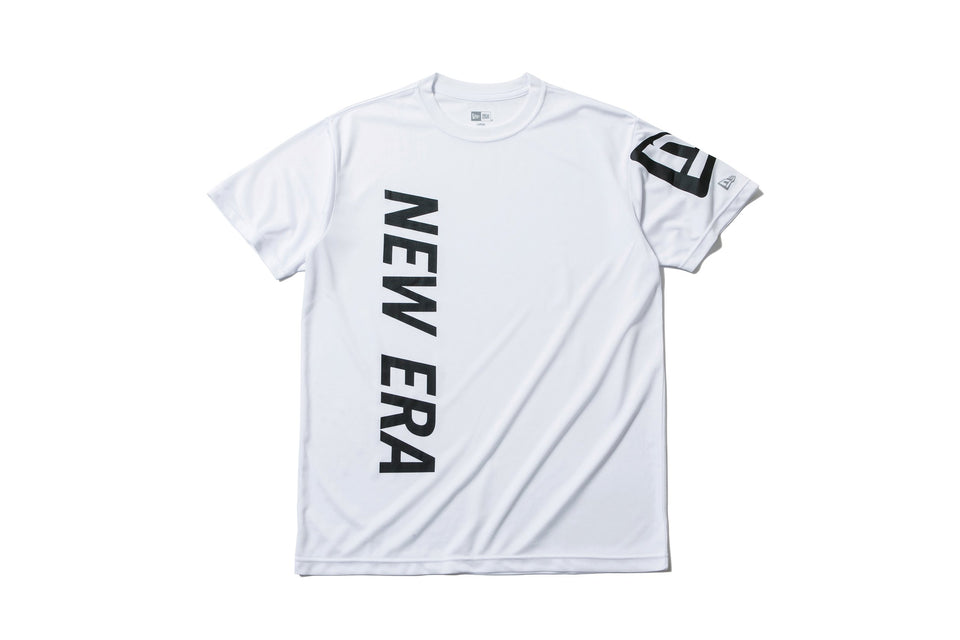 テック Tシャツ バーチカル ニューエラ ホワイト × ブラック 【 Performance Apparel 】
