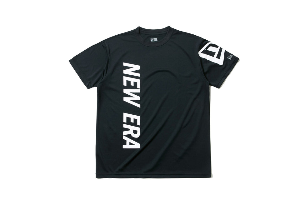 テック Tシャツ バーチカル ニューエラ ブラック × ホワイト 【 Performance Apparel 】