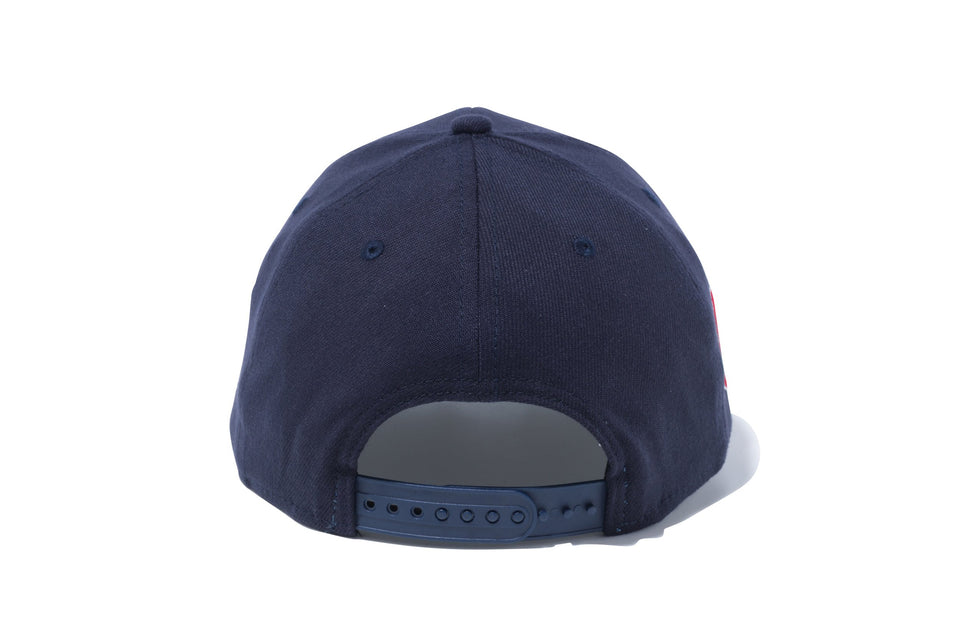 9FIFTY ストレッチスナップ MLB チームロゴ スクリプト クリーブランド・インディアンス ネイビー × スノーホワイト ラディアントレッド