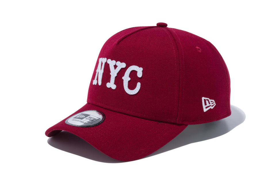 9FORTY A-Frame フェルトパッチ NYC ロゴ カーディナル ホワイトアップリケ