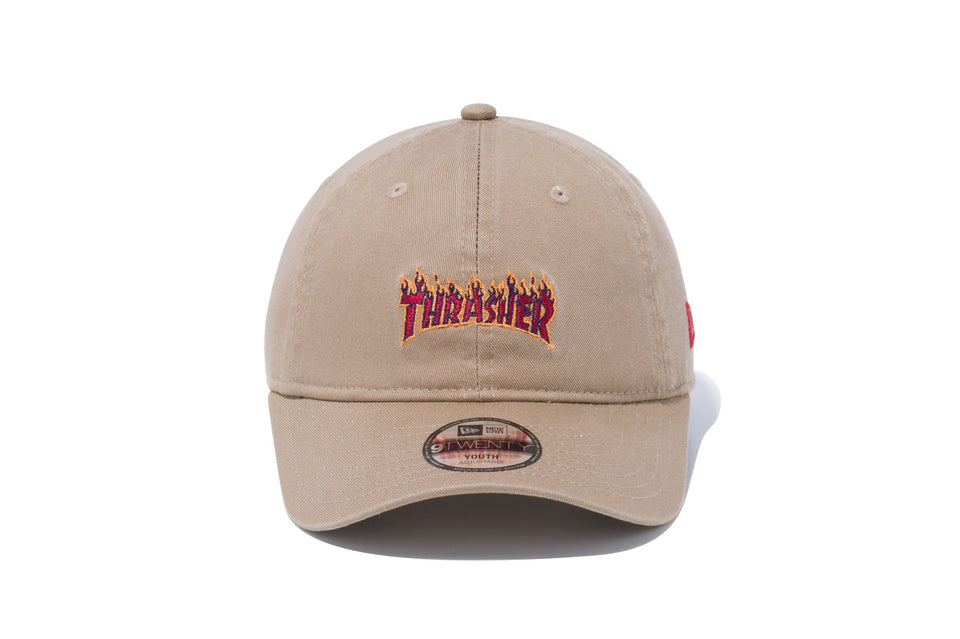 Youth 9TWENTY クロスストラップ THRASHER スラッシャー ファイヤーロゴ カーキ