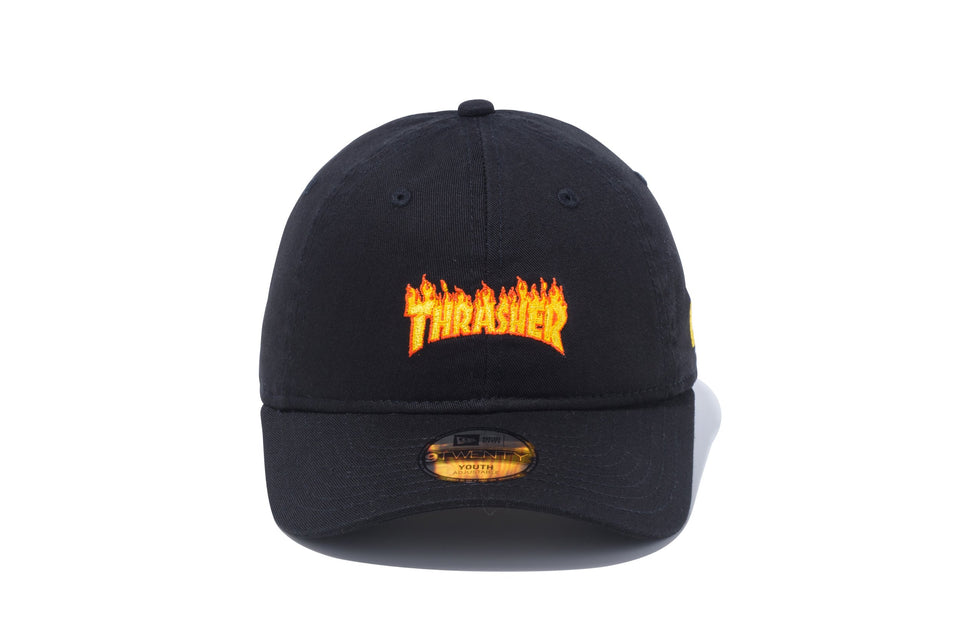Youth 9TWENTY クロスストラップ THRASHER スラッシャー ファイヤーロゴ ブラック