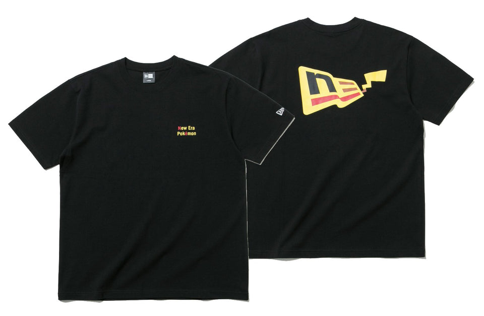コットン Tシャツ ポケモン ピカチュウ フラッグロゴ ブラック