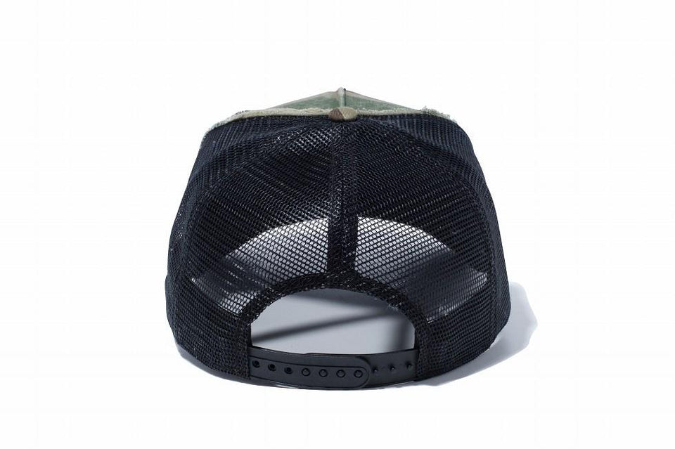 9FORTY A-Frame トラッカー パッチダメージド ウッドランドカモ ブラックメッシュ
