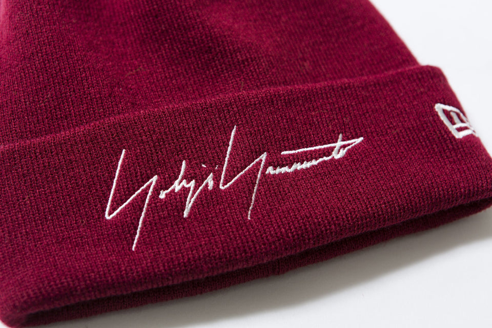 ベーシック カフニット Yohji Yamamoto FW19 シグネチャーロゴ バーガンディー× クローム